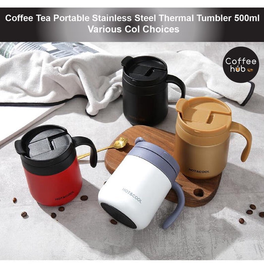 (Ready Stock)Coffee Espresso Tea Insulated Thermal Mug Tumbler 500ml Stainless Steel With Lid Multi Color