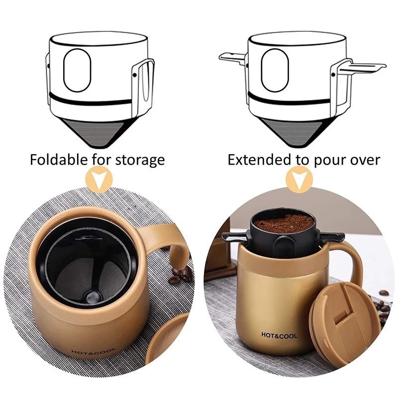 (Ready Stock)Coffee Espresso Tea Insulated Thermal Mug Tumbler 500ml Stainless Steel With Lid Multi Color