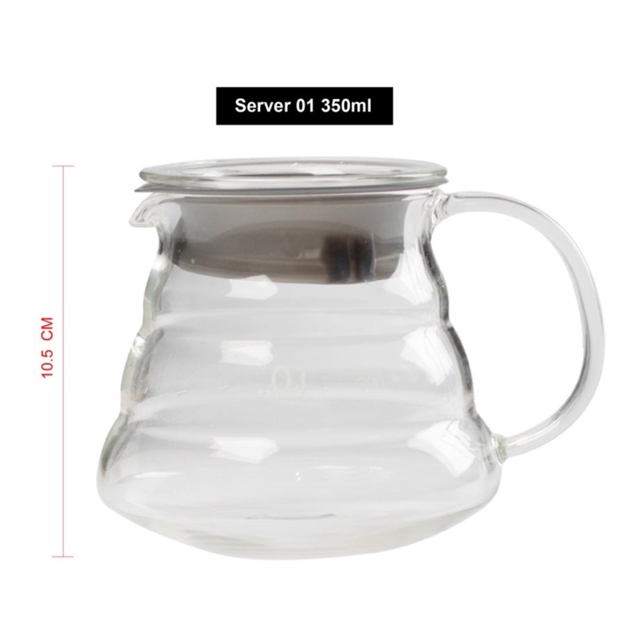 (Ready Stock)Coffee Hand Drip Glass Server High Borosilicate 350ml 400ml 600ml with Lid