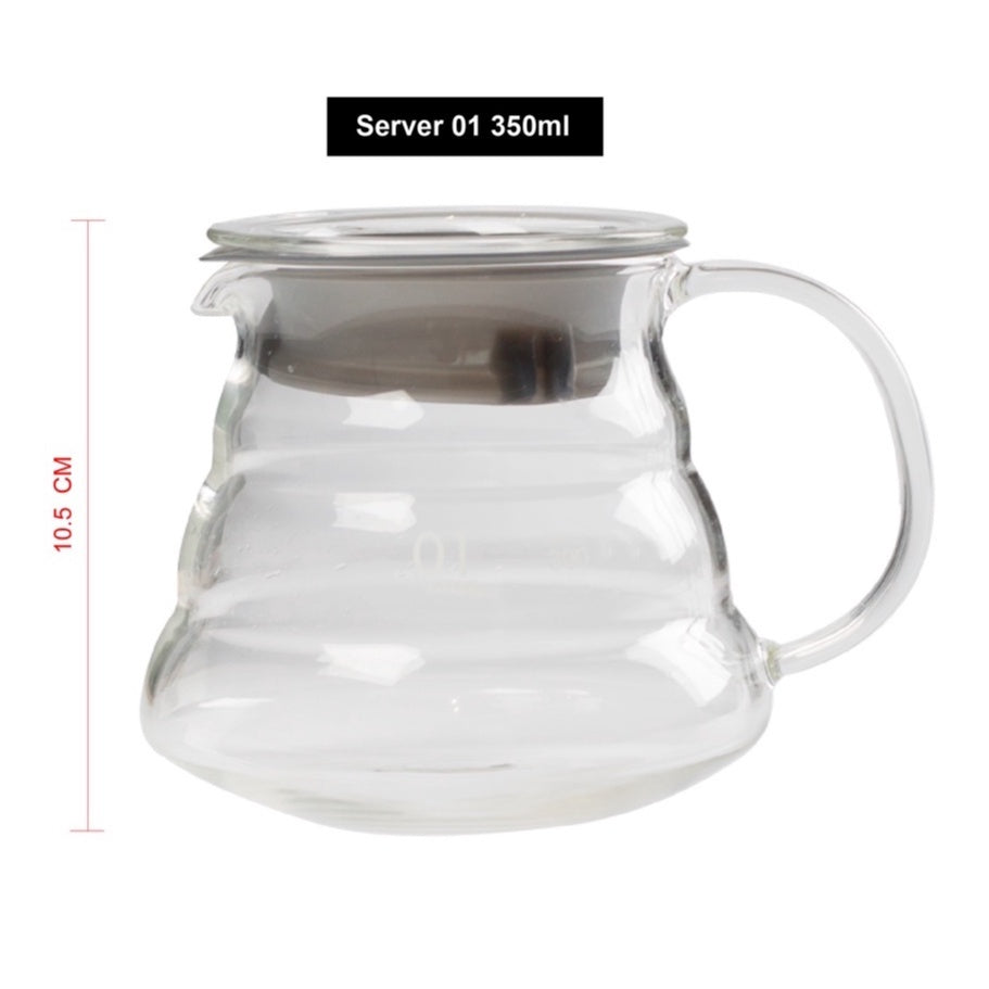 (Ready Stock)Coffee Hand Drip Glass Server High Borosilicate 350ml 400ml 600ml with Lid