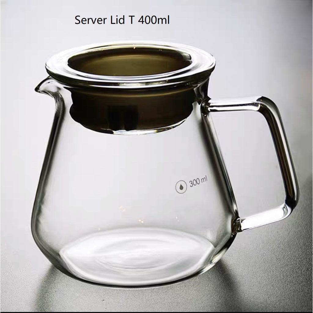 (Ready Stock)Coffee Hand Drip Glass Server High Borosilicate 350ml 400ml 600ml with Lid