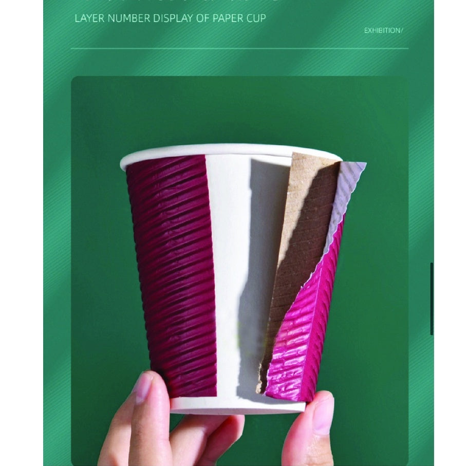 (READY STOCK)Ripple-Wall Take Away Paper Cup/Paper Hot Cup With Lid /Cawan Kertas Dengan Penutup 8oz 14oz