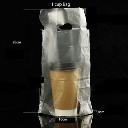 (READY STOCK)Paper Cup Plastic Bag Thickened Disposable Take Away Packaging Bag Milk Tea Beverage 100pcs