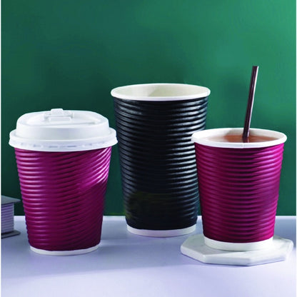 (READY STOCK)Ripple-Wall Take Away Paper Cup/Paper Hot Cup With Lid /Cawan Kertas Dengan Penutup 8oz 14oz