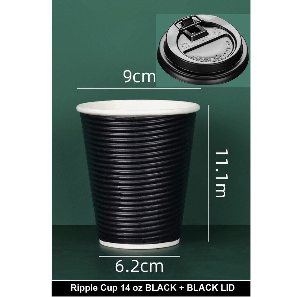 (READY STOCK)Ripple-Wall Take Away Paper Cup/Paper Hot Cup With Lid /Cawan Kertas Dengan Penutup 8oz 14oz