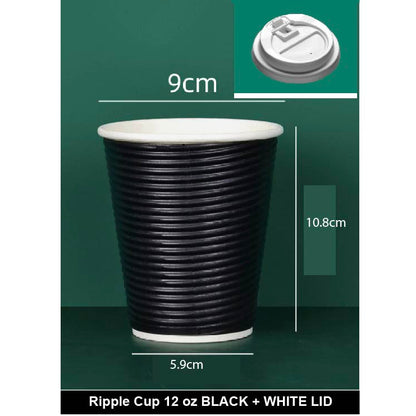 (READY STOCK)Ripple-Wall Take Away Paper Cup/Paper Hot Cup With Lid /Cawan Kertas Dengan Penutup 8oz 14oz