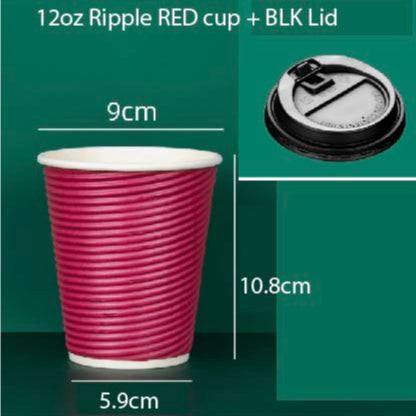 (READY STOCK)Ripple-Wall Take Away Paper Cup/Paper Hot Cup With Lid /Cawan Kertas Dengan Penutup 8oz 14oz