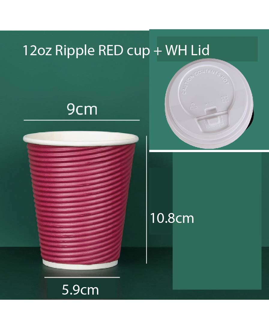 (READY STOCK)Ripple-Wall Take Away Paper Cup/Paper Hot Cup With Lid /Cawan Kertas Dengan Penutup 8oz 14oz