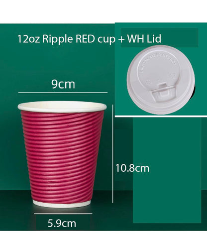 (READY STOCK)Ripple-Wall Take Away Paper Cup/Paper Hot Cup With Lid /Cawan Kertas Dengan Penutup 8oz 14oz