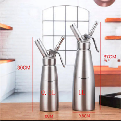 (Ready Stock)Whip Cream Gun Piping Aluminium Dispenser Squeeze Gun Dessert Coffee Cake Bake Tools 500ml