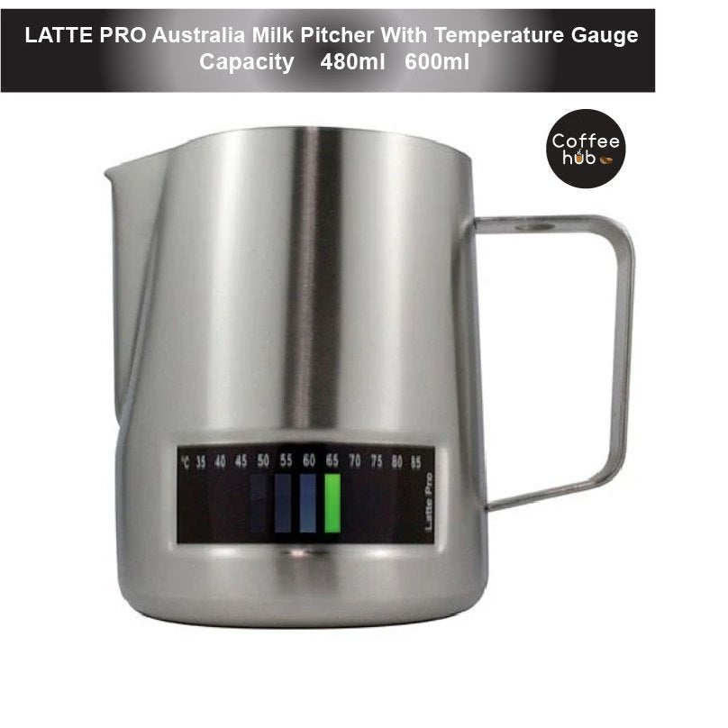 (Ready Stock)Latte Pro Milk Frothing Pitcher Thermometer Stainless Steel Cafe Coffee Latte Froth Jar 480ml 600ml