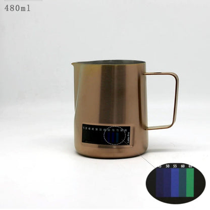 (Ready Stock)Latte Pro Milk Frothing Pitcher Thermometer Stainless Steel Cafe Coffee Latte Froth Jar 480ml 600ml