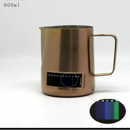 (Ready Stock)Latte Pro Milk Frothing Pitcher Thermometer Stainless Steel Cafe Coffee Latte Froth Jar 480ml 600ml