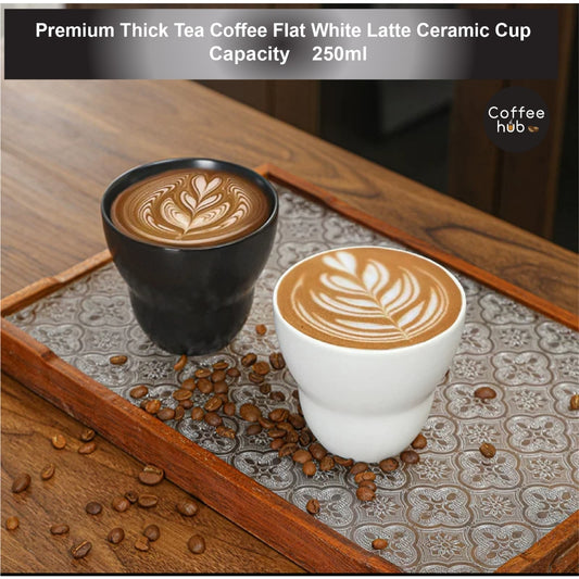 ( Ready Stock ) Premium Thick Quality 250ml Coffee Latte Cups Breakfast Ceramic Cups